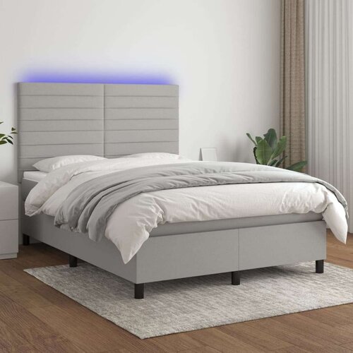  Box spring postelja z vzmetnico LED sv. siva 140x200 cm blago, (20789342) Slike