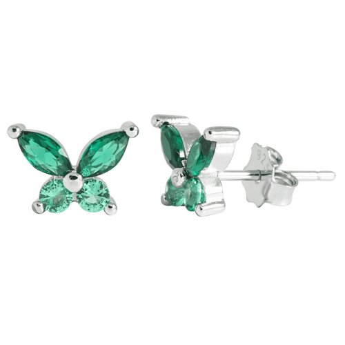 J&B Jewelry J&amp;B Jewellery 925 Srebrne minđuše na šrafić 00041-Green Cene