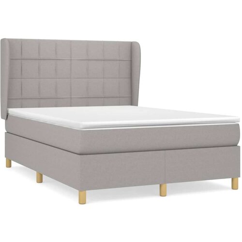  Krevet box spring s madracem svjetlosivi 140x200 cm od tkanine Slike