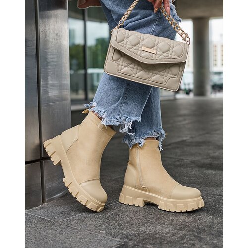 Resti Women's flat heeled boots in cream color Leffoi Cene