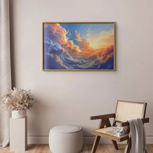  Plakat Sunset Over a Cloudy Sea: A Wonderful Symphony of Colors 30x21 Zlatni okvir Slike