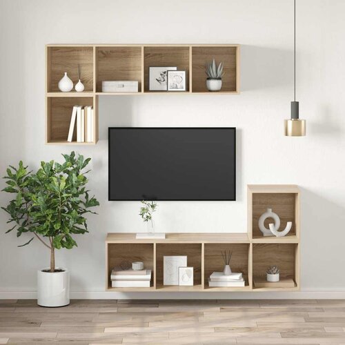 Zidni TV ormarić boja hrasta 37x37x142,5 cm konstruirano drvo Slike