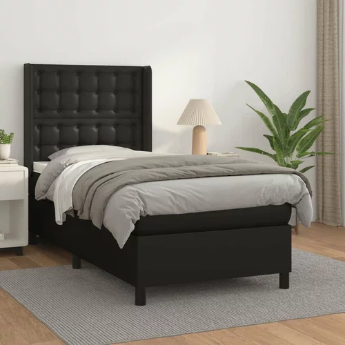  Box spring postelja z vzmetnico črn 100x200 cm umetno usnje, (20723919)