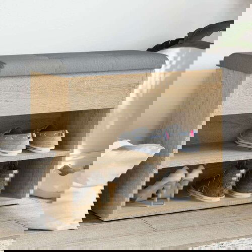  Klupa za cipele boja hrasta 62x32x50 cm konstruirano drvo Cijene