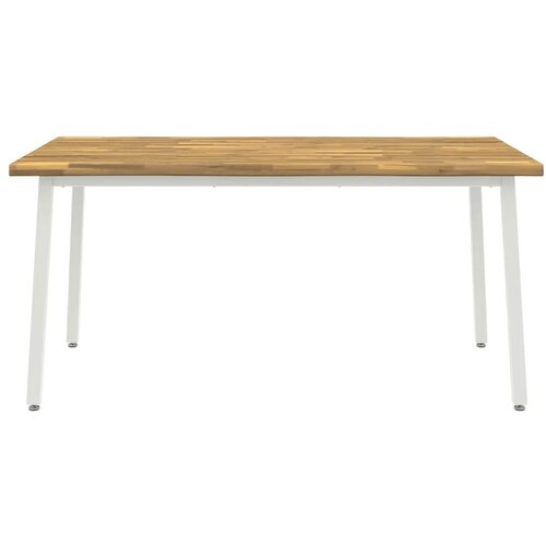  Stol za blagovanje s prirodnim rubom 160 x 70 x 75 cm Bijela - Bijela 160 x 70 x 75 cm Živi rub Slike