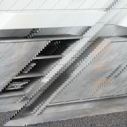 VidaXL Ormarić za umivaonik boja betona 90x29x55 cm konstruirano drvo Slike