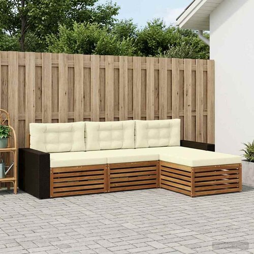  Set vanjskih sofa s jastukom 4 pcs Prirodna i krem Poliester Cene