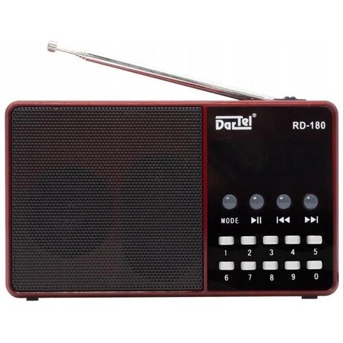 Dartel prijenosni radio RD-180, FM, Bluetooth, MP3, punjiva baterija, crveni Slike