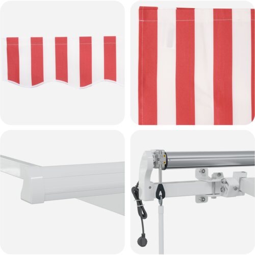 VidaXL Automatska uvlačiva tenda crvena i bijela 300x250 cm Slike