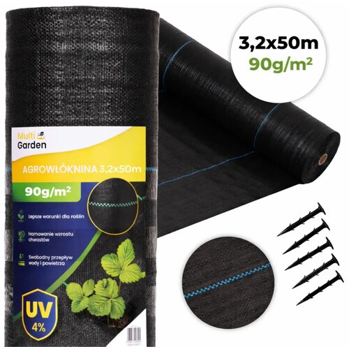 Multi Garden crna UV-otporna agrotekstilna tkanina 90 g/m&sup2; protiv korova 3,2 &times; 50 m, s klinovima Cijene