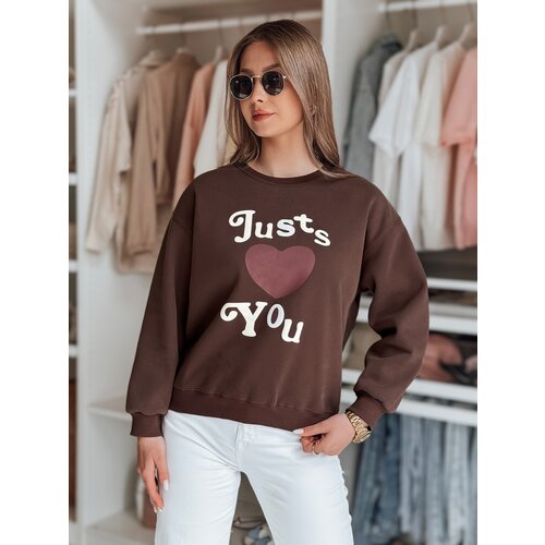 DStreet Bluza damska oversize z nadrukiem JUST LOVE YOU brązowa Cene