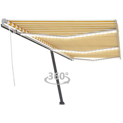vidaXL Ročno zložljiva tenda z LED lučkami 600x350 cm rumena in bela Cene