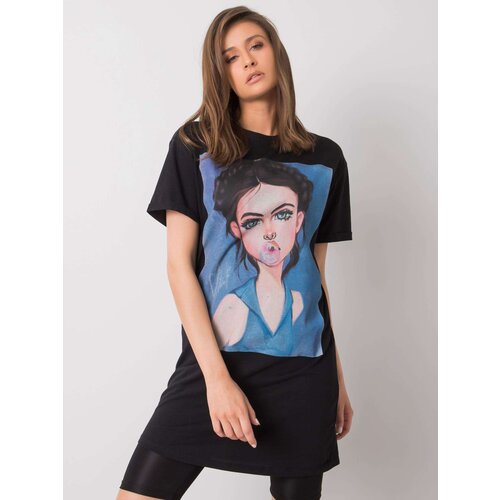 Fashion Hunters SUBLEVEL Black cotton tunic with print Slike