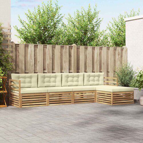  Set vanjskih sofa 5 kom. Bijela i krem Poliester Cene