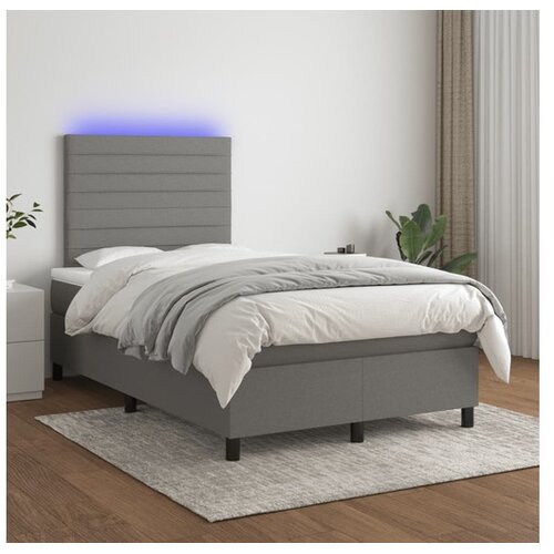  Krevet box spring s madracem LED tamnosivi 120 x 200 cm tkanina Cene
