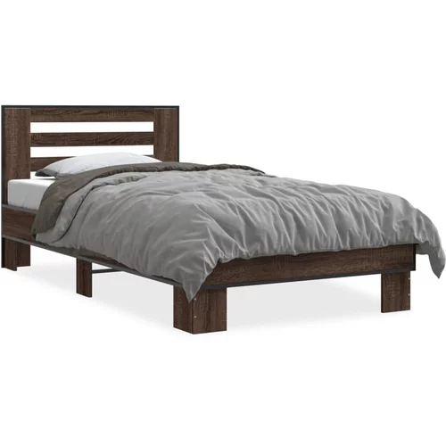 vidaXL Okvir za krevet smeđi hrast 90x200 cm konstruirano drvo i metal