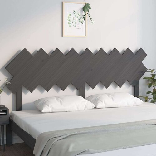 VidaXL uzglavlje za krevet sivi 178x3x80,5 cm od masivne borovine Slike