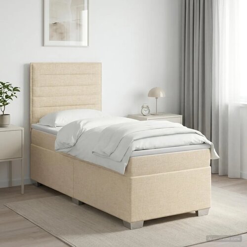  Boxspring krevet s madracem Krem 100 x 200 cm Tkanina - Krem 100 x 200 cm Dizajn linija Slike