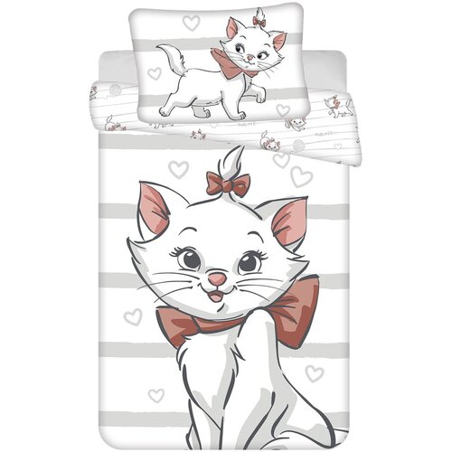 Jerry Fabrics Bijela pamučna dječja posteljina za dječji krevetić 100x135 cm Marie Cat &amp;quot;Bow&amp;quot; &amp;ndash; Slike