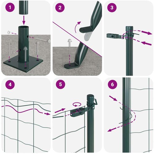 vidaXL varjena žična ograja s 13 flanged posts, zelena 1x50 m jeklo Cene