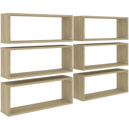 Maison Chic Stenske Police - Viseča polica kockaste 6 kosov sonoma hrast 60x15x23 cm, (21793621) Slike