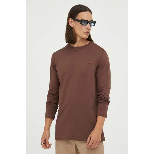 Les Deux Pamučna majica dugih rukava boja: smeđa, glatki model