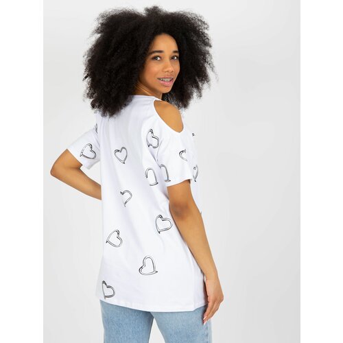 Fashion Hunters White cotton blouse with heart print Slike