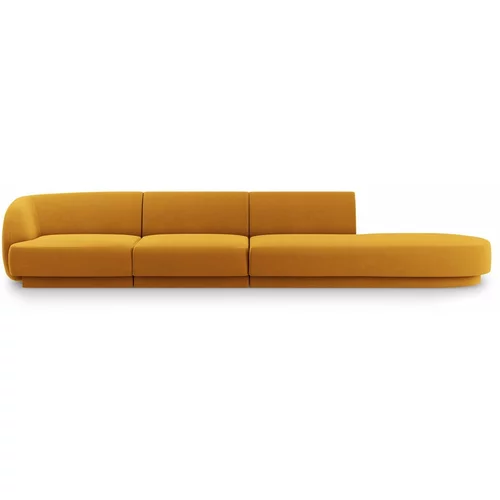 Micadoni Home Senf žuta baršunasta sofa 302 cm Miley –