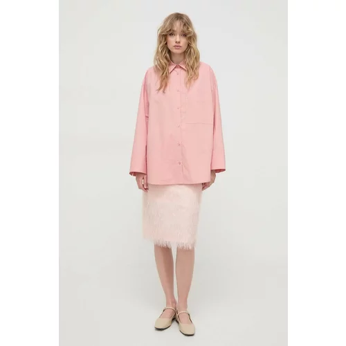 By Malene Birger Pamučna košulja za žene, boja: ružičasta, relaxed, s klasičnim ovratnikom