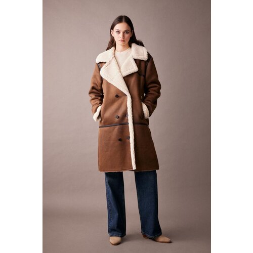 Defacto Regular Fit Plush Lining Suede Coat Parka Slike