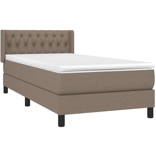  Krevet s oprugama i madracem smeđesivi 100 x 200 cm od tkanine Slike