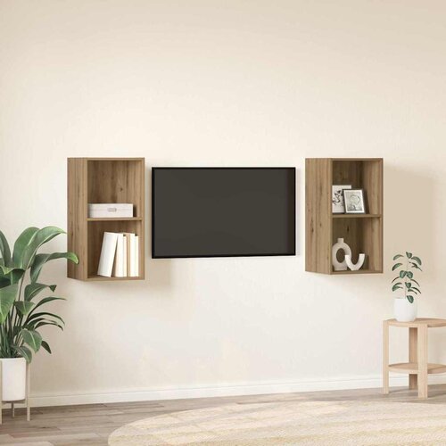  Set TV komoda Zidne 2 pcs Umjetnički hrast 37 x 37 x 72 cm Slike