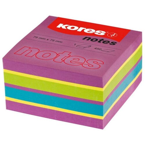 Kores Blok kocka samoljepljiva 75 x 75 mm, 450 listića u 4 neon boje, Cijene