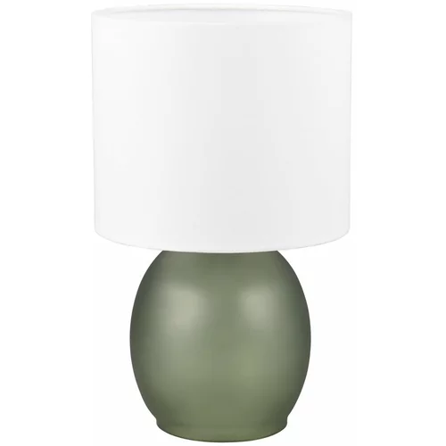 Tri O Bela/zelena namizna svetilka s tekstilnim senčnikom (višina 29 cm) Vela –