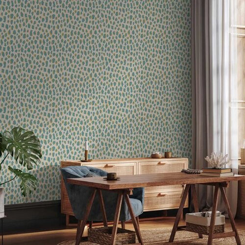  Tapeta - Giraffe Pattern - animal pattern in turquoise spots on a light background. 50x1000 Standard Slike