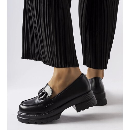 Gemre Black moccasins with a black buckle Morubio Cene