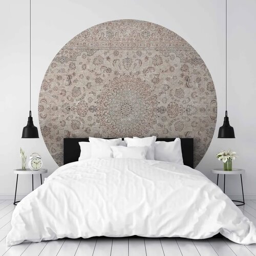  Okrugla fototapeta - Sand carpet - worn Persian carpet with rich decorative motifs 230x230 Slike