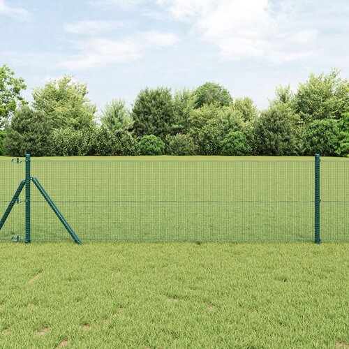 VidaXL zavarena žičana ograda s 13 postova zelena 0.4x25 m čelik Slike