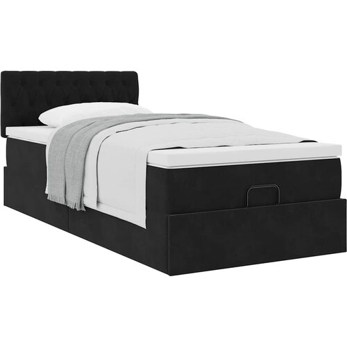 VidaXL Otomanski posteljni okvir z vzmetnico črn 80x200 cm žamet Slike
