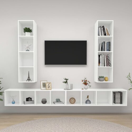TV Stenske TV omarice 4 kosi bela iverna plošča Cene