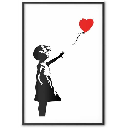  Plakat - Girl with a Balloon 21x30 Crni okvir s margom Cene