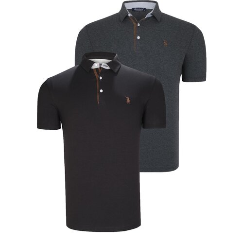 Dewberry DUAL SET T8582 MENS T-SHIRT-BLACK-ANTHRACITE Slike
