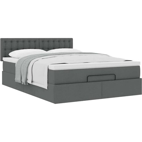 VidaXL otomanski krevet s madracem tamnosivi 140x190cm od tkanine Slike