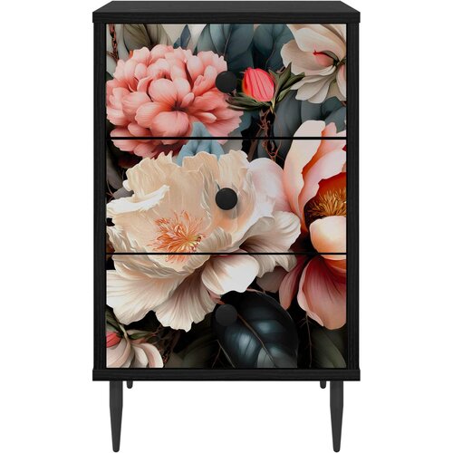  Noćni ormar BORNE Crni hrast 36 x 33 x 61 cm Konstruirano drvo Slike