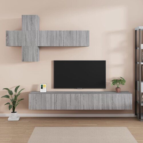 The Living Store Komplet TV omaric 7-delni siv sonoma konstruiran les - Komplet TV Omaric, (21374377) Slike