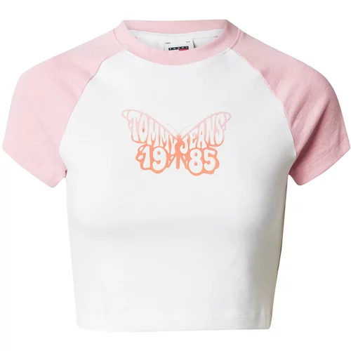 Tommy Jeans Majica pastelno oranžna / roza / bela