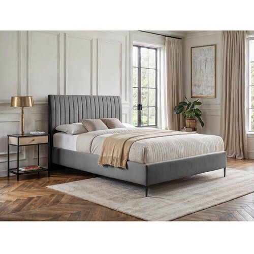 MID.YOU POSTELJA BOXSPRING x , tekstil, leseni material siva Cene