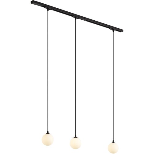 QAZQA Modern railsysteem zwart met 3 hanglampen wit 1-fase - Iconic Perle Slike