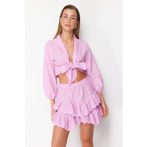 Trendyol Pink Mini Woven Brode Detailed Skirt Cijene
