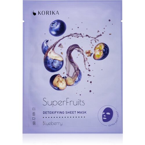 KORIKA SuperFruits Blueberry - Set of 5 Detoxifying Face Sheet Masks set mask za obraz po znižani ceni Blueberry (z razstrupljevalnim učinkom) Slike